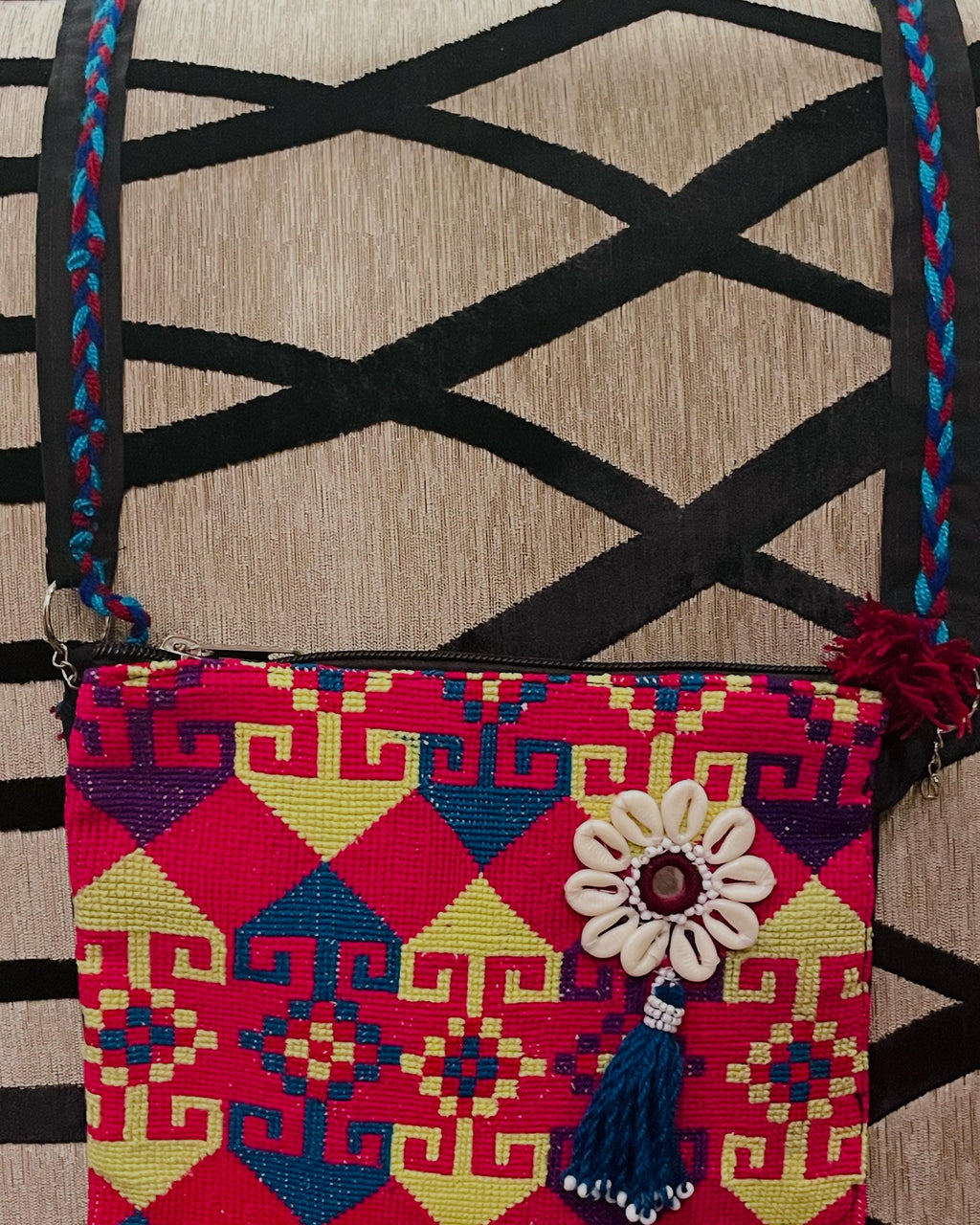 Hand- embroidered purse
