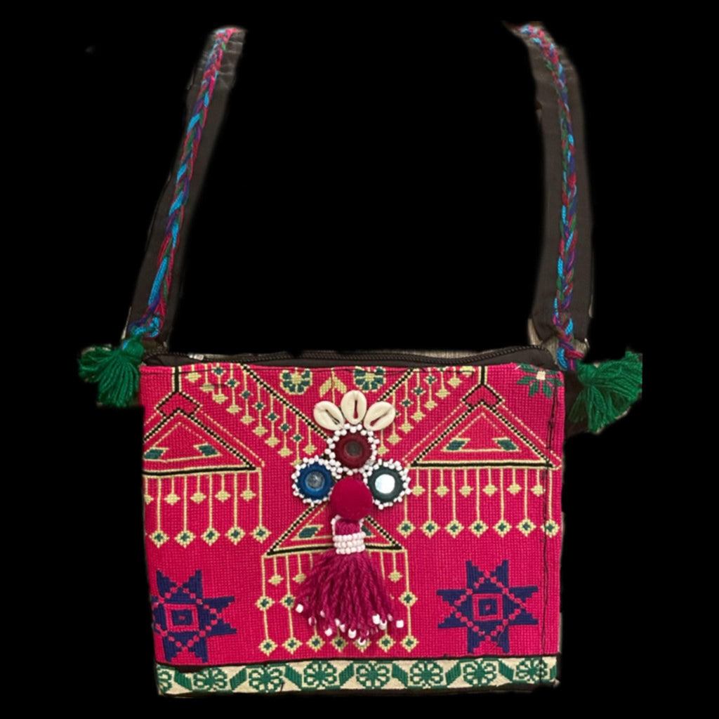 Hand- embroidered purse